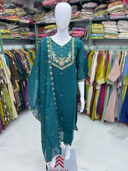 Chanderi-Chiffon Kurti