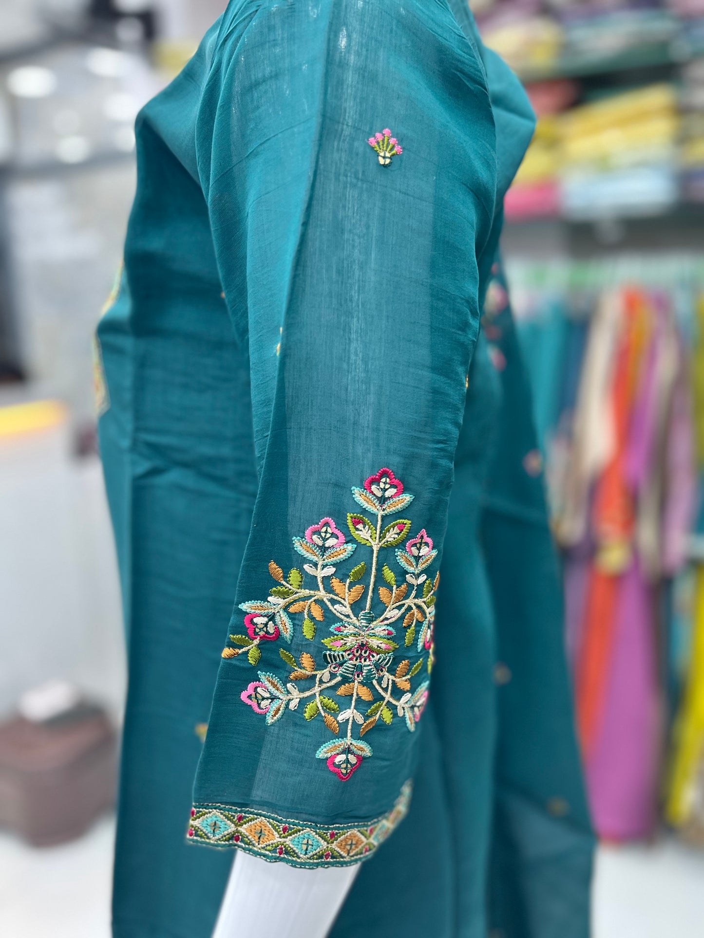 Chanderi-Chiffon Kurti